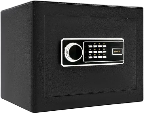Caja fuerte, caja fuerte de seguridad de 15 x 12.6 x 11.8 pulgadas con teclado digital, sistema de doble llave e iluminación LED integrada para el