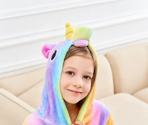 Miniatura 3 de Doctor Unicorn Bata de baño suave de unicornio con capucha para niñas ropa de dormir