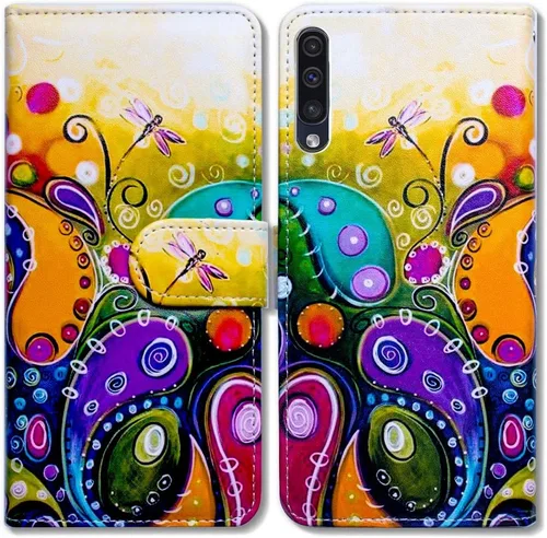 Miniatura 13 de Bcov Funda para Galaxy A50, color verde pájaro negro con tapa y ranura para tarjeta de crédito, soporte para tarjeta de identificación con función