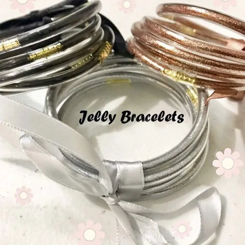Miniatura 8 de YBMYCM - Juego de pulseras de silicona de gelatina con purpurina para mujer, rellenas con brillantina para niñas