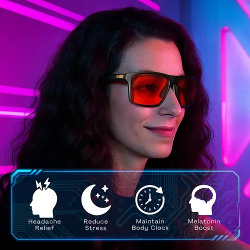 Miniatura 2 de Gafas de sueño HD P1AS 99.9% con bloqueo de luz azul para juegos que reducen la fatiga ocular y el deslumbramiento, definición de alto contraste