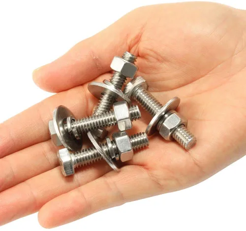 Miniatura 20 de Tornillos de cabeza hexagonal de 1/4-20 x 1/2 pulgadas con tuercas hexagonales y arandelas gruesas planas y de bloqueo, totalmente roscados, acero
