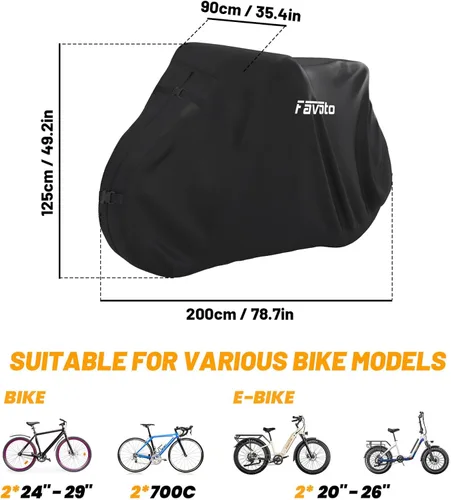 Miniatura 2 de Favoto - Funda impermeable para bicicleta al aire libre - Cubierta de bicicleta para 2 bicicletas XXL, protección contra el sol, la lluvia, el polvo