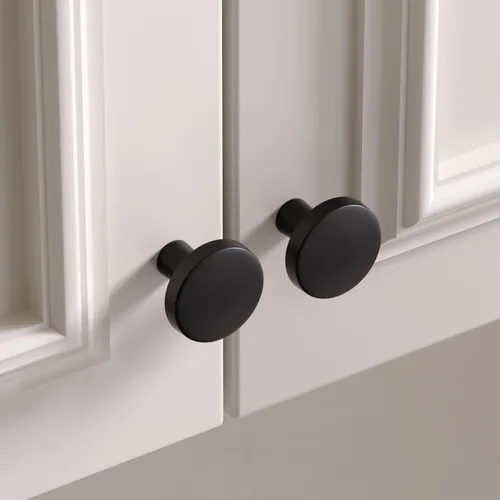 Miniatura 5 de Goldenwarm LS5310BK - Perillas de gabinete de cocina, estilo decorativo y moderno de color negro liso, para cajones y clósets, de 1.27 pulgadas