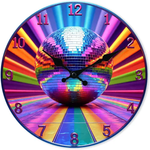 Miniatura 10 de Reloj de pared, reloj de pared retro sin tictac, funciona con pilas, relojes de pared de madera dorada para cocina, sala de estar, dormitorio