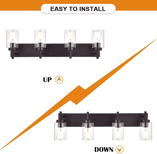 Miniatura 6 de 4 luces de tocador de baño, apliques de bronce aceitado, iluminación de pared, lámpara industrial para montaje en pared, estilo granja para cocina