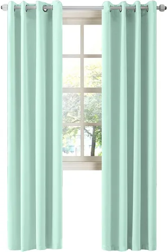 Miniatura 66 de LA PALMA Cortinas opacas con aislamiento térmico y ojales, para sala de estar, dormitorio, paquete de 2 paneles