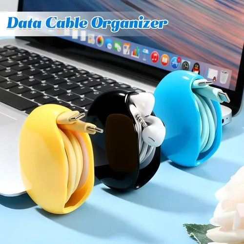 Miniatura 2 de 3 piezas de carrete de cable automático, carretes de cable retráctiles, estuche enrollador de rollo pequeño para cables USB, cable de auriculares