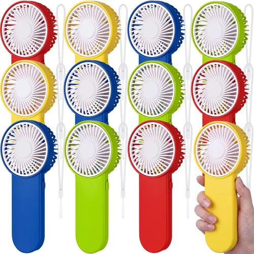 Miniatura 50 de Sumind 6 unidades de pequeño ventilador portátil personal pequeño a granel de 1 velocidad eléctrico lindo alimentado por batería para el cuello