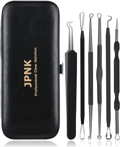 JPNK Herramienta para Eliminar Puntos Negros Extractor de Comedones Kit de Eliminación de Acné para Imperfecciones, Extracción de Puntos Blancos, 6