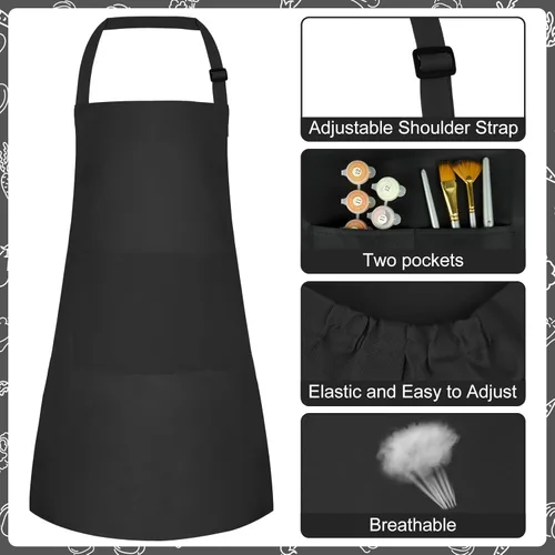 Miniatura 3 de Conjunto de Delantal y Gorro de Chef para Niños, Delantal Infantil Ajustable con 2 Bolsillos, para Niños Chef y Pintura, Cocinar, Hornear