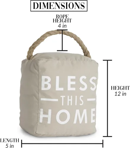 Miniatura 5 de Pavilion Gift Company 72151 Bless This Home - Tope para puerta, 5 x 6 pulgadas, gris, bronceado, beige y blanco