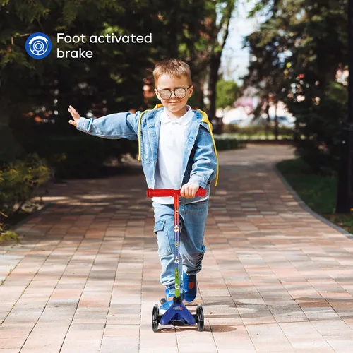 Miniatura 8 de Self Balancing Kick Scooter with Light Up Wheels, Extra Wide Deck, 3 Wheel Platform, Foot Activated Brake, 75 lbs Limit, Kids & Toddlers Girls or