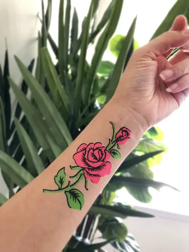Miniatura 5 de Tatuaje temporal para fiesta de luz negra, 1 hoja, atrapasueños de rosas