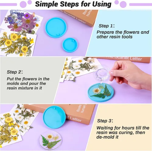 Miniatura 7 de 297 calcomanías de mariposa de flores secas prensadas para resina, flores secas naturales reales, hojas a granel con pinzas para suministros de 297