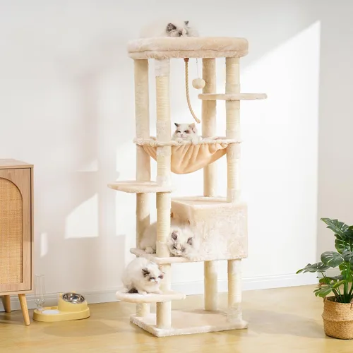 Miniatura 7 de Heybly Árbol para Gatos para Gatos Grandes de 20 libras de Servicio Pesado, Torre para Gatos XXL de 60 pulgadas para Gatos de Interior, Condominio
