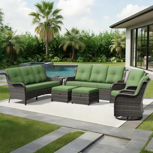 Miniatura 161 de Joyside Juego de sillas de mimbre para patio, juego de 3 piezas de mimbre para exteriores con 2 sillas reposabrazos y 1 mesa auxiliar para terraza