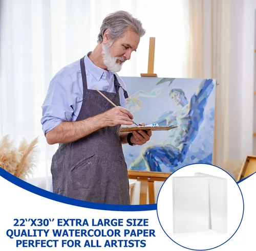 Miniatura 6 de Fuutreo 20 hojas de papel de acuarela grande de 140 libras, papel de dibujo pesado para pintura blanca, suministro de arte para principiantes