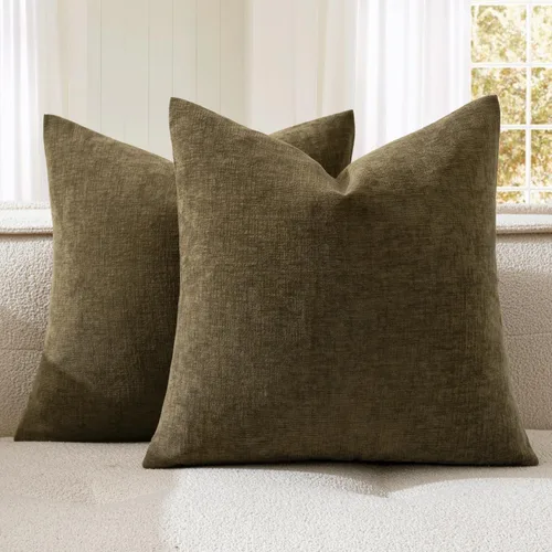 Miniatura 12 de MIULEE Juego de 2 fundas de almohada cuadradas decorativas de felpilla suave de 20 x 20 pulgadas para sofá, sala de estar y cama de color verde oliva