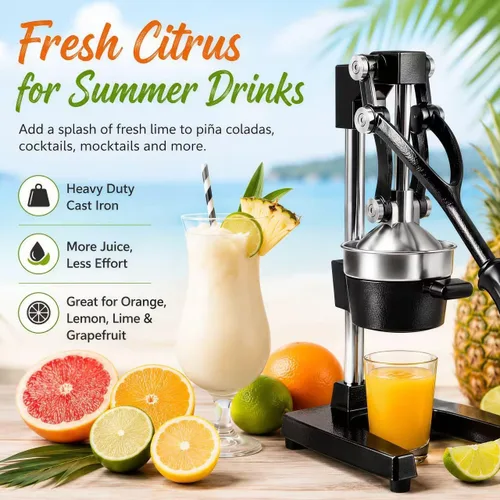 Miniatura 2 de Y-ME Cast Iron Juicer, Heavy Duty Manual Citrus Press with Stainless Steel Detachable Strainers, Hand Juicer for Orange, Lemon, Lime & Grapefruit