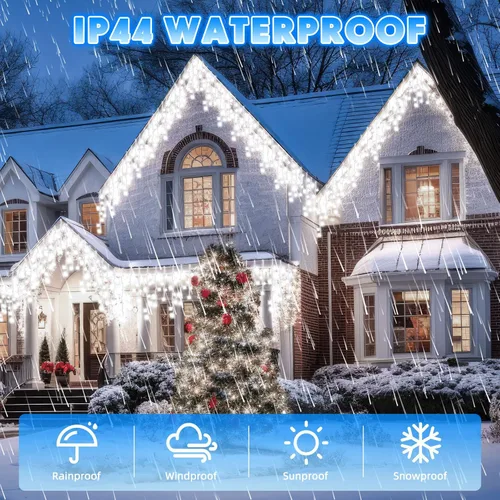 Miniatura 5 de Aurelema 640 luces LED de Navidad para exteriores, extra largas, 8 modos, impermeables, con 120 gotas, guirnalda de luces colgantes con control