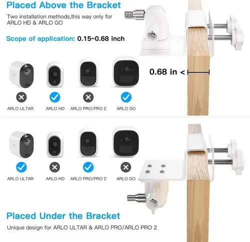 Miniatura 4 de HOLACA Soporte de canalón para Arlo Pro 4 eufyCam 2C Pro E y 2 E20 E40 L20, Arlo Essential, Arlo Pro 2, Arlo Pro 3, Wyze Cam al aire libre, Arlo GO