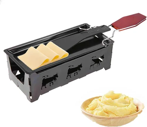 Miniatura 10 de RoseFlower Mini juego de raclette de queso, sartén portátil para fundir queso a la luz de las velas, parrilla de raclette antiadherente, derretidor