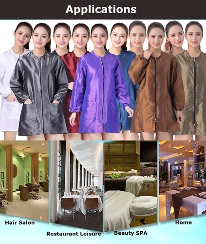 Miniatura 6 de Chaqueta unisex profesional para estilista, uniforme de cosmetología, cremallera, capa de peluquería, ropa de trabajo, peluquería, belleza, spa