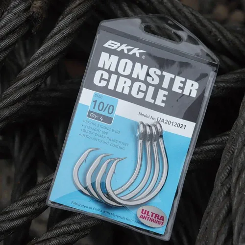 Miniatura 2 de BKK Gancho Monster Circle 4X Revestimiento ultraantioxidante de agua salada Punta de gancho de aguja Mango forjado Cebo de arrastre y vivo