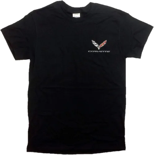 Miniatura 2 de Chevrolet Corvette Logo Insignia Flags C-1 a C-7 - Camisa para hombre 100 algodón preencogida color negro Negro M