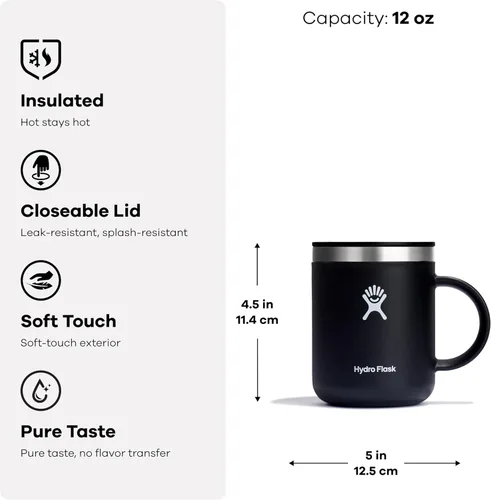 Miniatura 5 de Taza Hydro Flask - Taza de viaje reutilizable de acero inoxidable para té y café - Aislada al vacío, sin BPA, no tóxica, 12 onzas