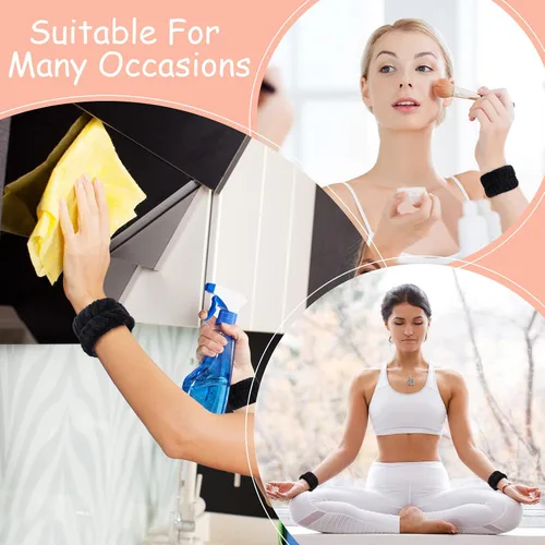 Miniatura 6 de Chuangdi 4 pares de muñequeras para el lavado de la cara, muñequeras spa de microfibra, muñequeras absorbentes para mujeres, muñequeras para evitar