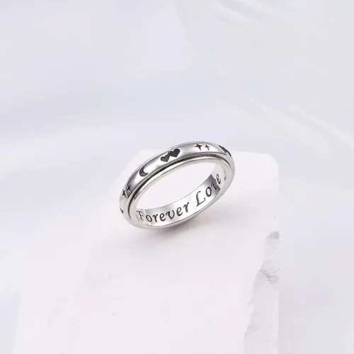 Miniatura 2 de Anillo giratorio de plata de ley 925 para la ansiedad, para mujeres, alivio del estrés, aburrimiento, TDAH, autismo, anillos para mujeres y hombres