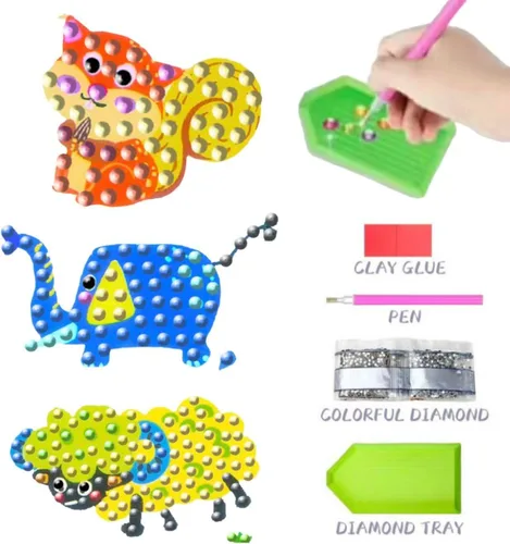 Miniatura 6 de FONYANE Kits de arte de diamantes para niños y niñas y niños, kits de joyería de calcomanías de animales, kit de manualidades para niños de 4, 5, 6
