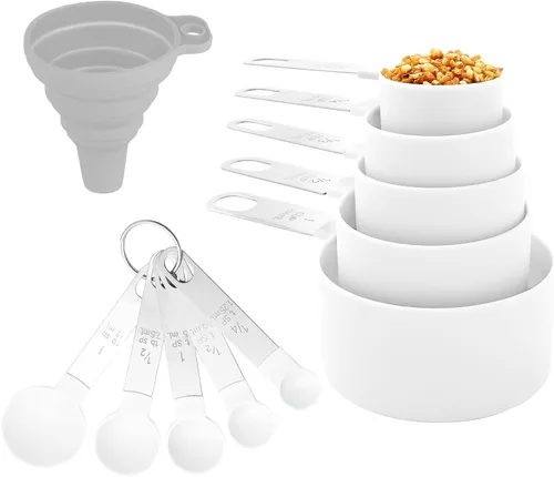 Miniatura 12 de Huygens - Juego de tazas y cucharas medidoras de 10 piezas, tazas medidoras apilables con mango de acero inoxidable para medir ingredientes secos