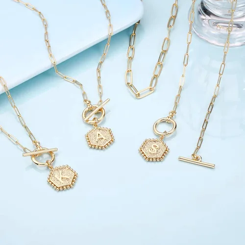 Miniatura 6 de IEFWELL Collares de oro en capas para mujer, chapado en oro de 14 quilates, cadena de clip de oro rosa, collar con inicial para mujer, cierre