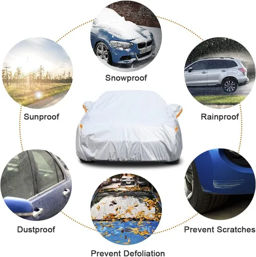 Miniatura 5 de Kayme - Cubierta completa impermeable de 6 capas para automóvil, apta para todo clima, protección para exteriores contra lluvia, rayos ultravioleta