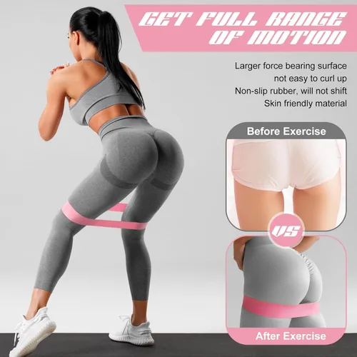 Miniatura 4 de Hollowfly 12 bandas de ejercicio de látex para entrenamiento de glúteos, bandas de ejercicio elásticas antideslizantes para piernas, sentadillas