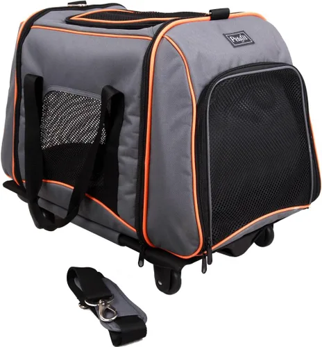 Miniatura 15 de PETSFIT Transportador para gatos aprobado por aerolíneas con ruedas diseñado para perros/gatos pequeños con cuerda de seguridad ajustable y ruedas