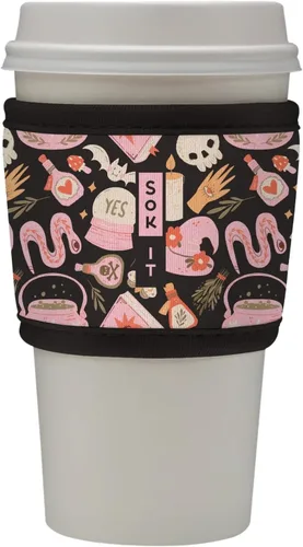 Miniatura 201 de Sok It HotSok Coffee & Tea - Funda de neopreno con aislamiento reutilizable (floral abstracto)
