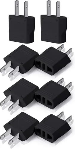 Miniatura 17 de Bates - Adaptador de enchufe europeo a estadounidense, paquete de 3 unidades, color negro