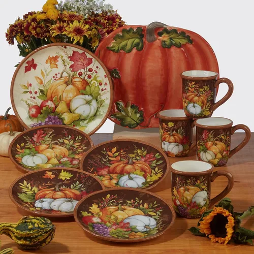 Miniatura 3 de Certified International Harvest Blessings - Plato llano de 10.75 pulgadas, multicolor, grande, juego de 4
