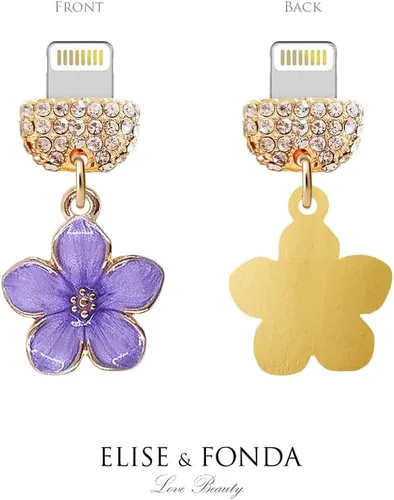 Miniatura 3 de ELISE & FONDA CP544 Puerto de carga USB de cristal anti polvo Plug Little Flower Bauhinia colgante de teléfono para iPhone 13/12/11/XS MAX/XR/X/8