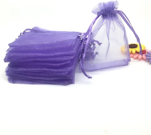 Miniatura 11 de Bolsas de regalo de organza con cordón, para recuerdos de boda, dulces, 100 unidades de 10 x 15 cm