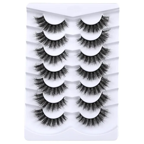 Miniatura 14 de Mebver Pestañas Pestañas postizas 8D Esponjosas Pestañas postizas Wispy de Visón Sintético Ligeras Pestañas postizas de Ojo de Gato Paquete de 7