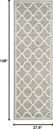 Miniatura 2 de SAFAVIEH - Alfombra de corredor de la colección Amherst, 2.3 x 9 pies, gris oscuro y beige, diseño marroquí de enrejado, no desprende pelusa y fácil