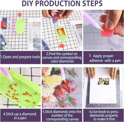 Miniatura 6 de KICHANG Pintura de diamantes de flores coloridas, kits de pintura de diamantes 5D para adultos, kits de pintura de diamantes de bricolaje para arte