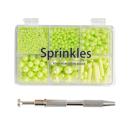 Miniatura 18 de Kasvan Gránulos de azúcar dorados y plateados, perlas de caramelo comestibles con bolígrafo espolvoreador de 4 garras, 8.32 onzas, paquete de caja