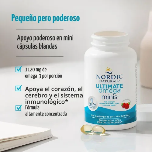 Miniatura 3 de Nordic Naturals Ultimate Omega Minis fresa, 0.01 onzas, 90 softgels., RUS-06100, 90, 90