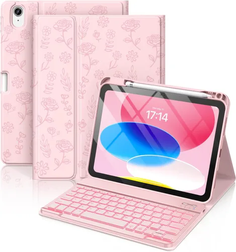 Miniatura 9 de Hamile Funda para iPad de 11ª y 10ª Generación con Teclado - 7 Colores Retroiluminados Inalámbrico Desmontable Funda Folio con Teclado y Soporte